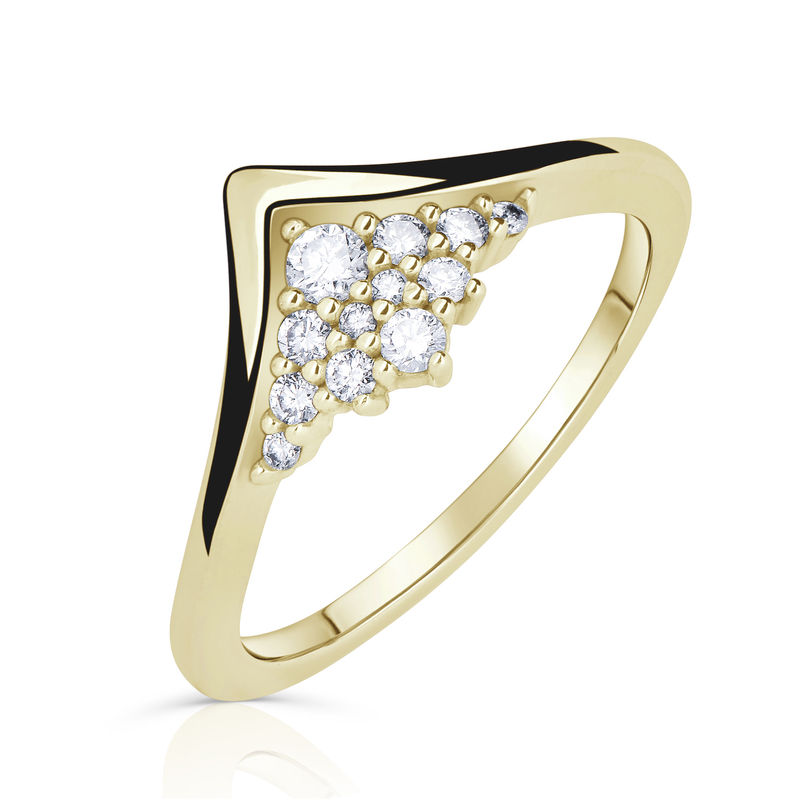 Zlatý dámský prsten DF 4814, žluté zlato, s diamanty 61