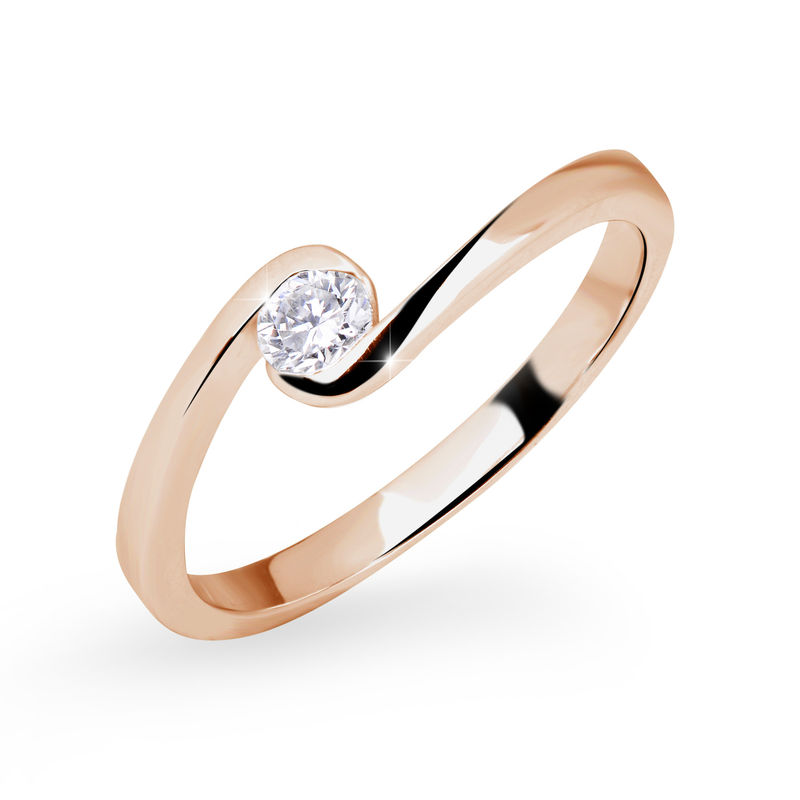 Zlatý zásnubní prsten DF 3066, růžové zlato, s briliantem 55