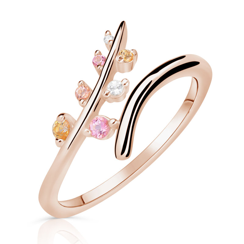 Zlatý dámský prsten DF 5061 z růžového zlata, barevné kameny