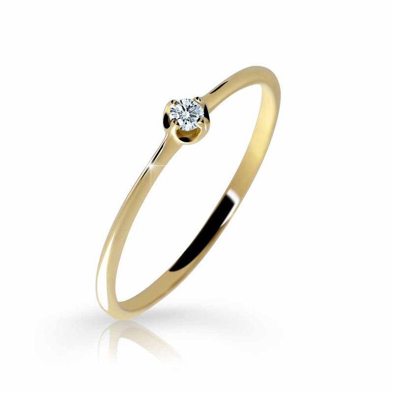 Zlatý zásnubní prsten DF 2931, žluté zlato, s briliantem 65