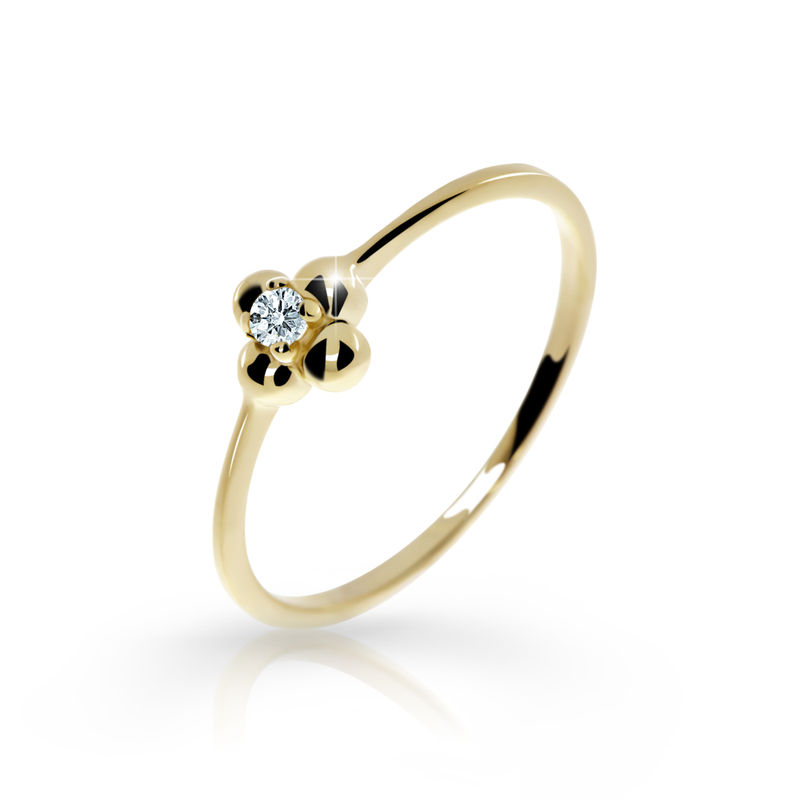 Zlatý zásnubní prsten DF 2932, žluté zlato, s briliantem 65