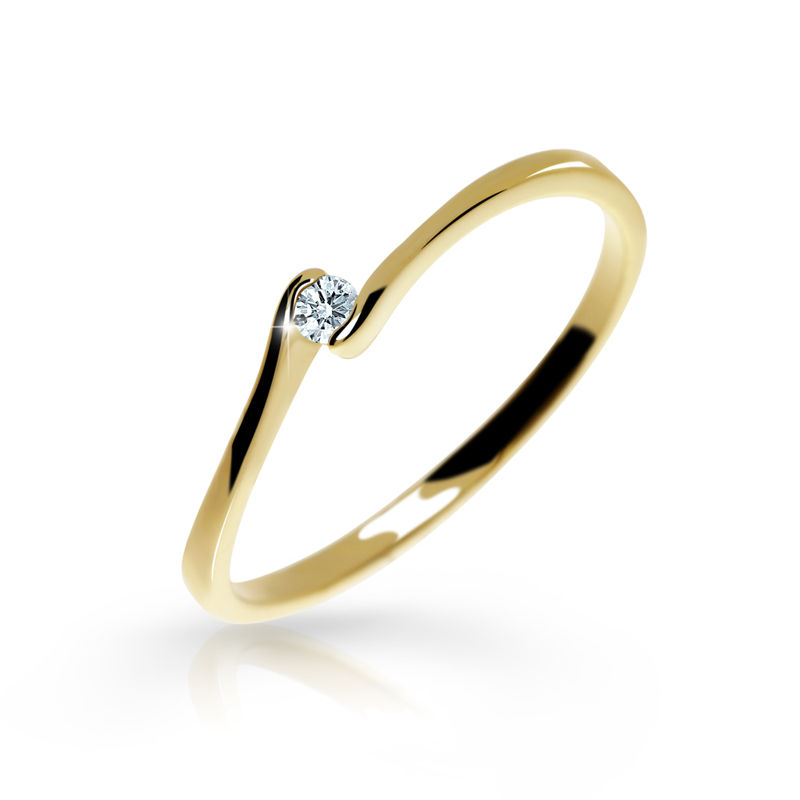 Zlatý zásnubní prsten DF 2947, žluté zlato, s briliantem 61