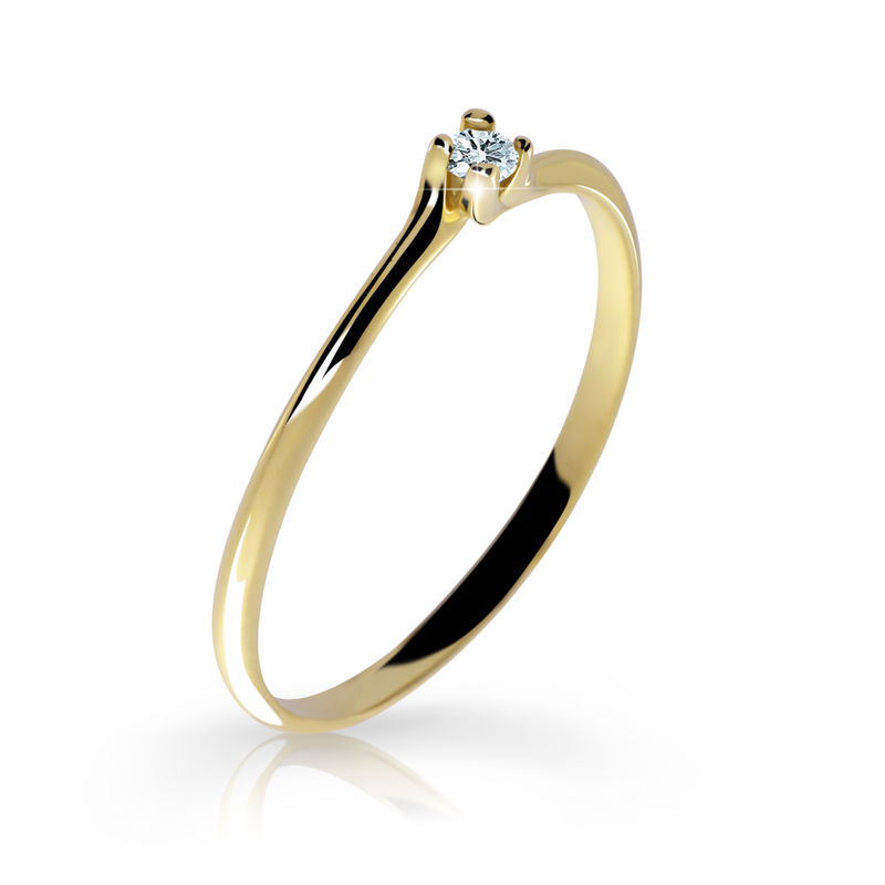 Zlatý zásnubní prsten DF 2948, žluté zlato, s briliantem 49