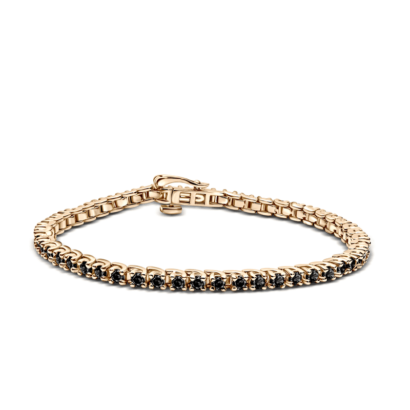 Dámský tenisový náramek DF 2557 ze žlutého zlata, s černými diamanty