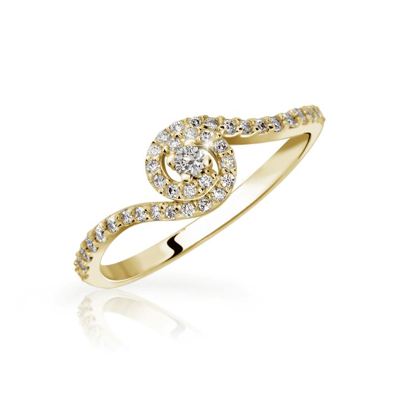 Zlatý zásnubní prsten DF 3052, žluté zlato, s briliantem 53