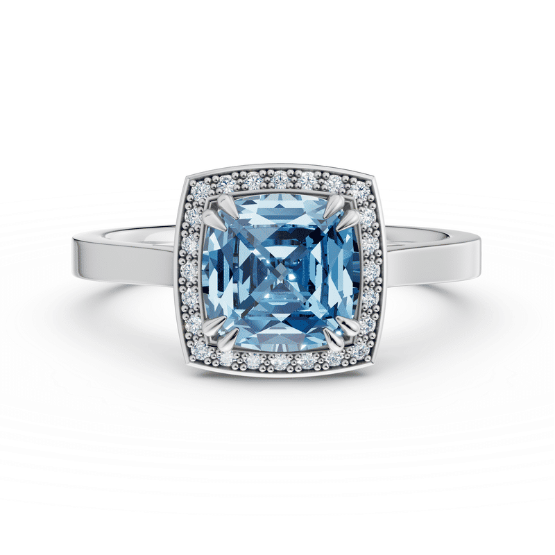 Prsten DF 3148, bílé zlato, s Blue Sky Topazem a diamanty 50