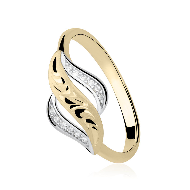Zlatý dámský prsten DF 2982 ze žlutého zlata, s briliantem 54