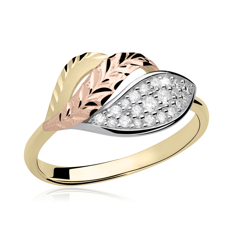 Zlatý dámský prsten DF 3108 ze žlutého zlata, s briliantem 62