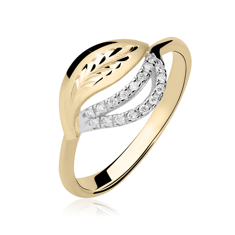 Zlatý dámský prsten DF 3115 ze žlutého zlata, s briliantem 55