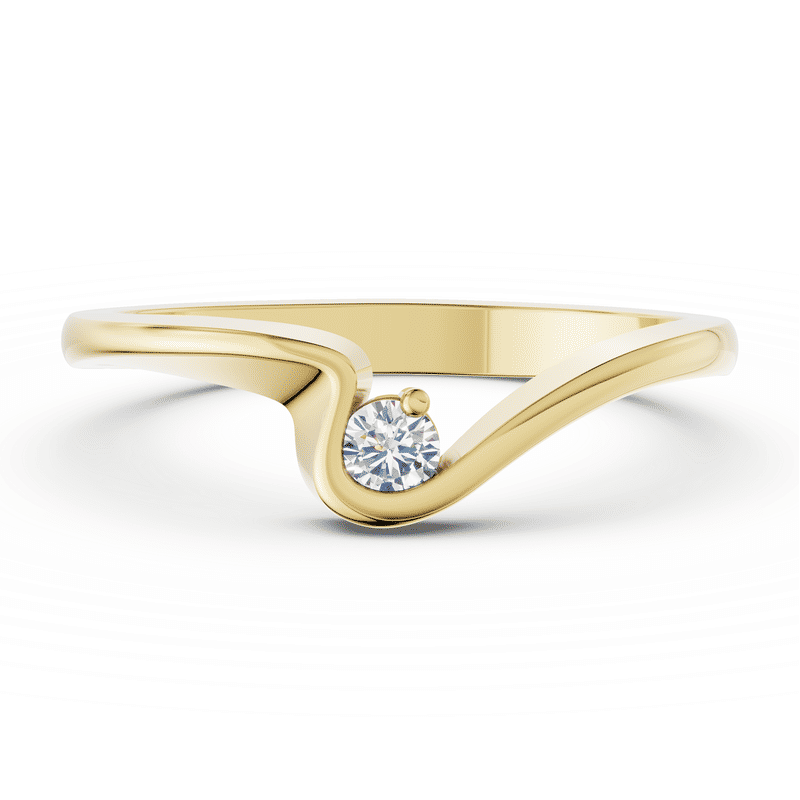 Zlatý dámský prsten DF 3219 ze žlutého zlata, s briliantem 56