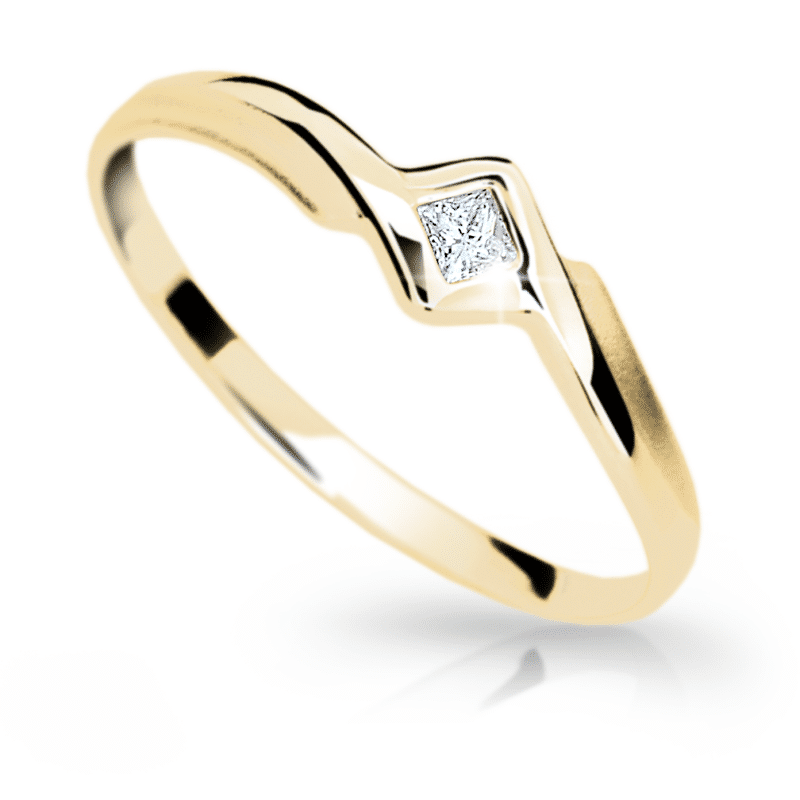 Zlatý prsten DF 1113 ze žlutého zlata, s briliantem 56