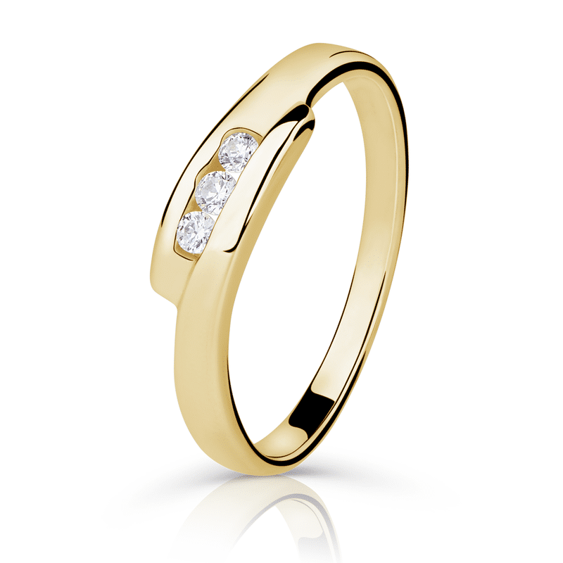 Zlatý prsten DF 1289 ze žlutého zlata, s briliantem 47