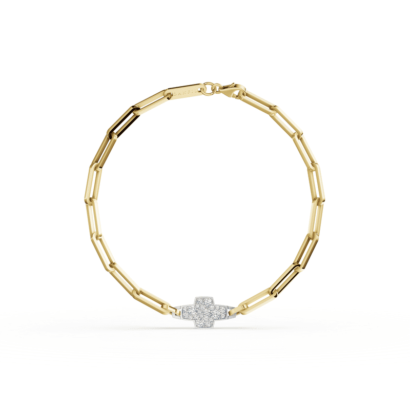 Zlatý náramek DF 5756 v kombinaci žlutého a bílého zlata, s brilianty