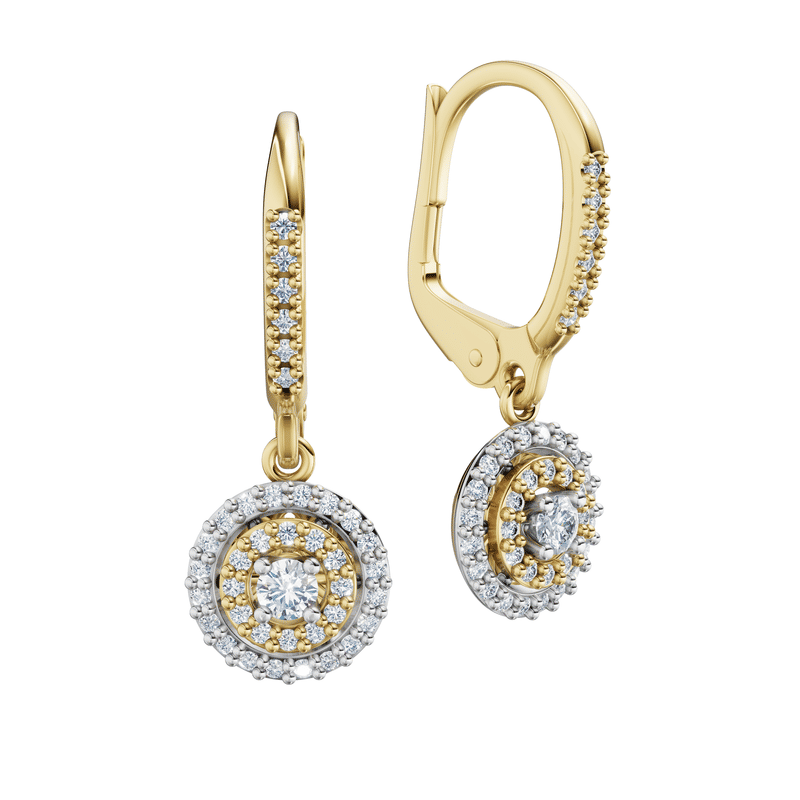 Náušnice DF 4348, v kombinaci žlutého a bílého zlata, s diamanty