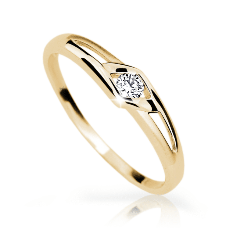 Zlatý dámský prsten DF 1633 ze žlutého zlata, s briliantem 47