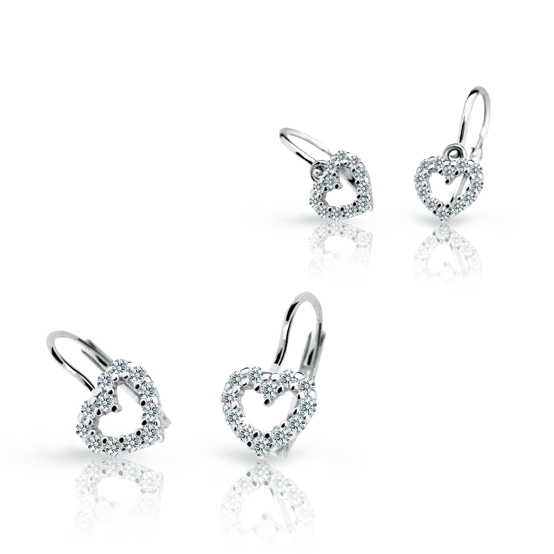 Set dámských a dětských náušnic Danfil C3632/2157 z bílého zlata, kamínky white