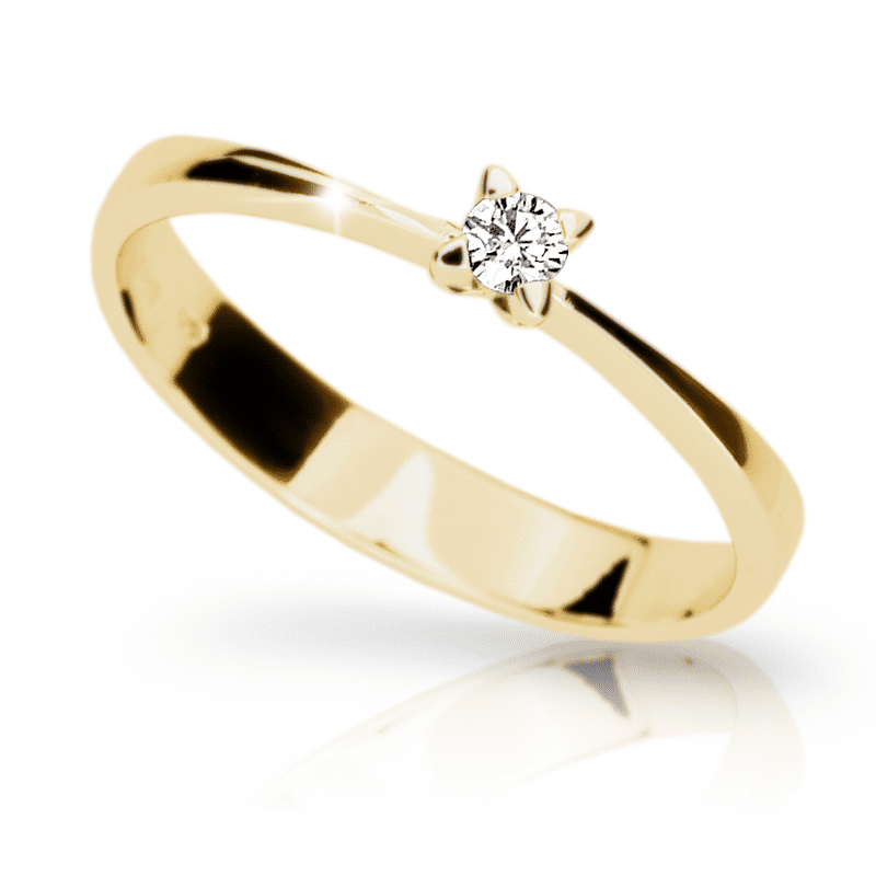 Zlatý zásnubní prsten DF 1958, žluté zlato, s briliantem 55