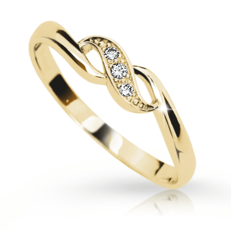 Zlatý prsten DF 2001 ze žlutého zlata, s briliantem 63