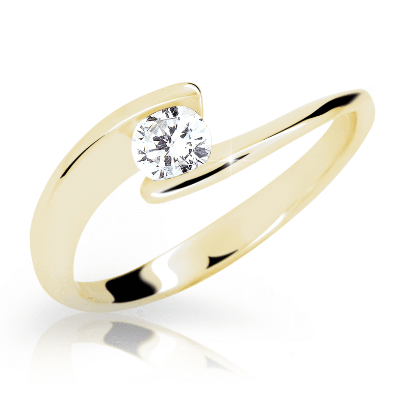 Zlatý prsten DF 2037 ze žlutého zlata, s diamantem 55