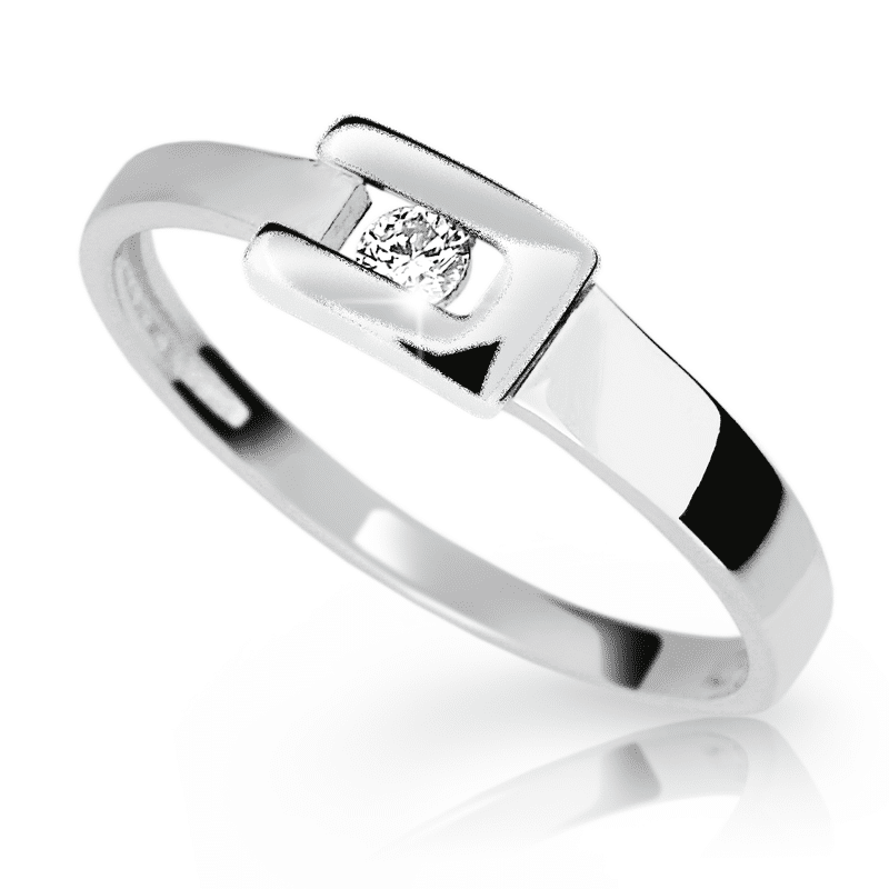 Zlatý prsten DF 2039 z bílého zlata, s briliantem 54