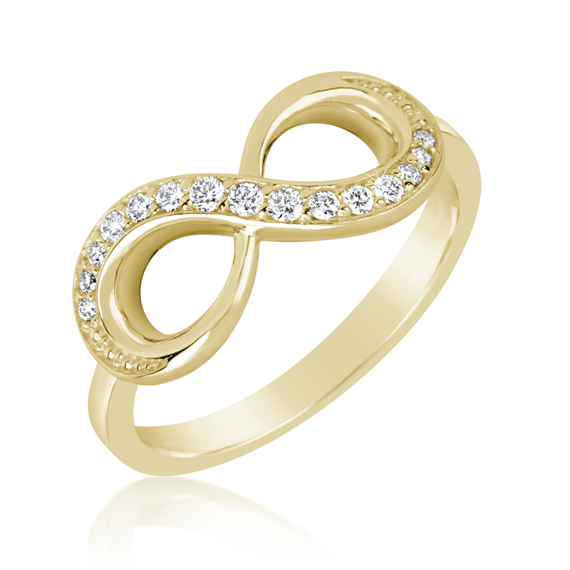 Zlatý dámský prsten DF 3440 ze žlutého zlata, s briliantem 58
