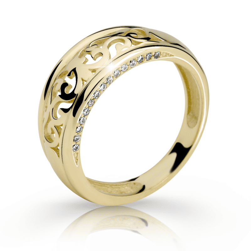 Zlatý prsten DF 2375 ze žlutého zlata, s briliantem 50