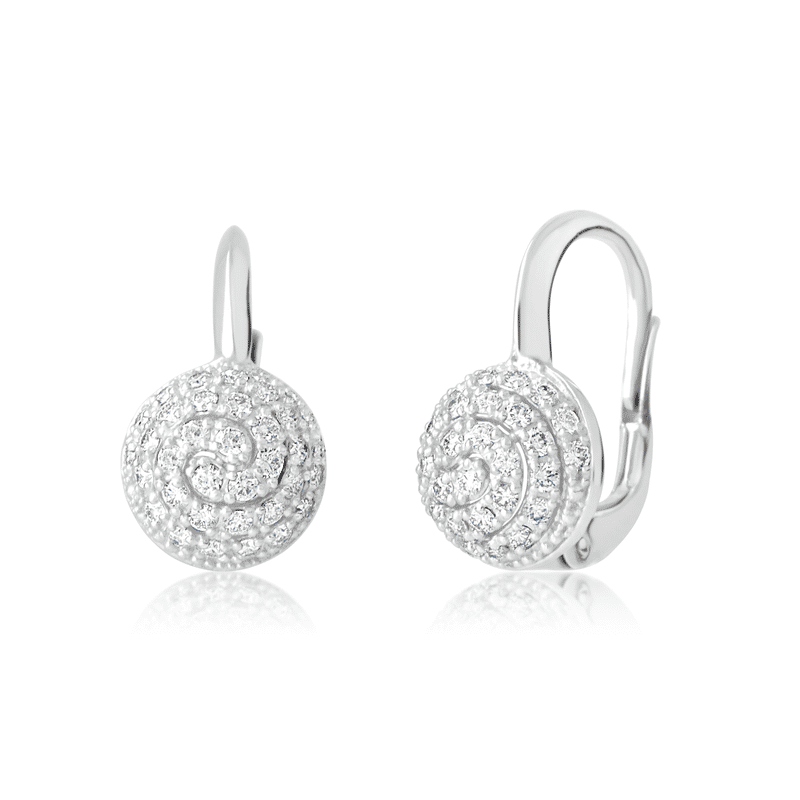 Zlaté dámské náušnice DF 3528, briliantové, bílé zlato