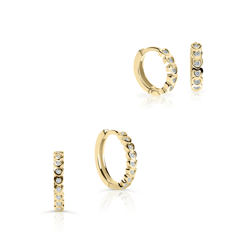 Set dámských a dětských kruhových náušnic Danfil C5215/3339 ze žlutého zlata, kamínky white