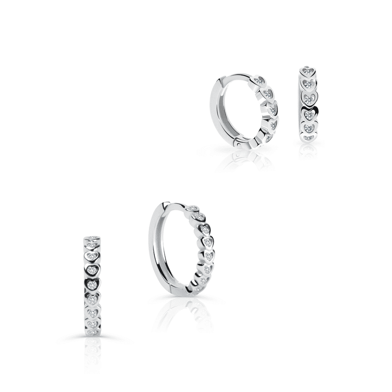Set dámských a dětských kruhových náušnic Danfil C5215/3339 z bílého zlato, kamínky white