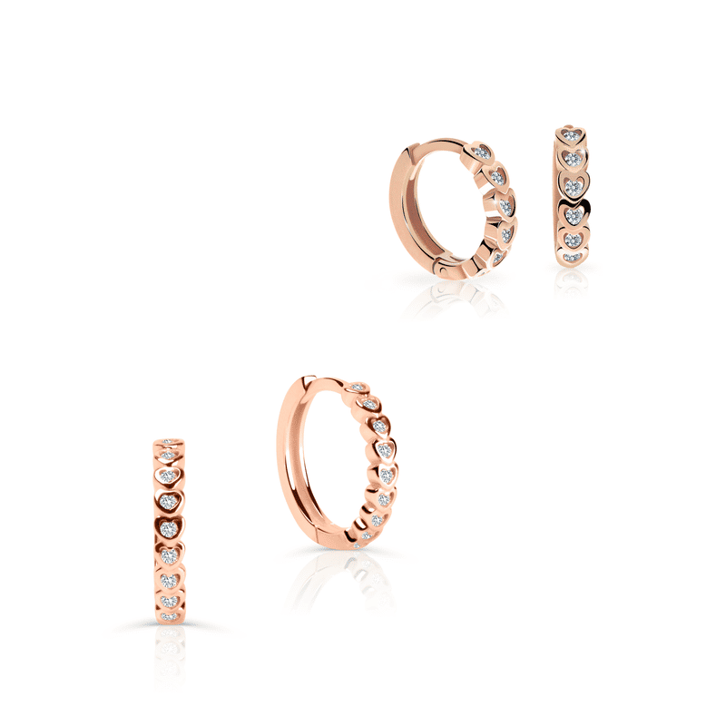 Set dámských a dětských kruhových náušnic Danfil C5215/3339 z růžového zlata, kamínky white