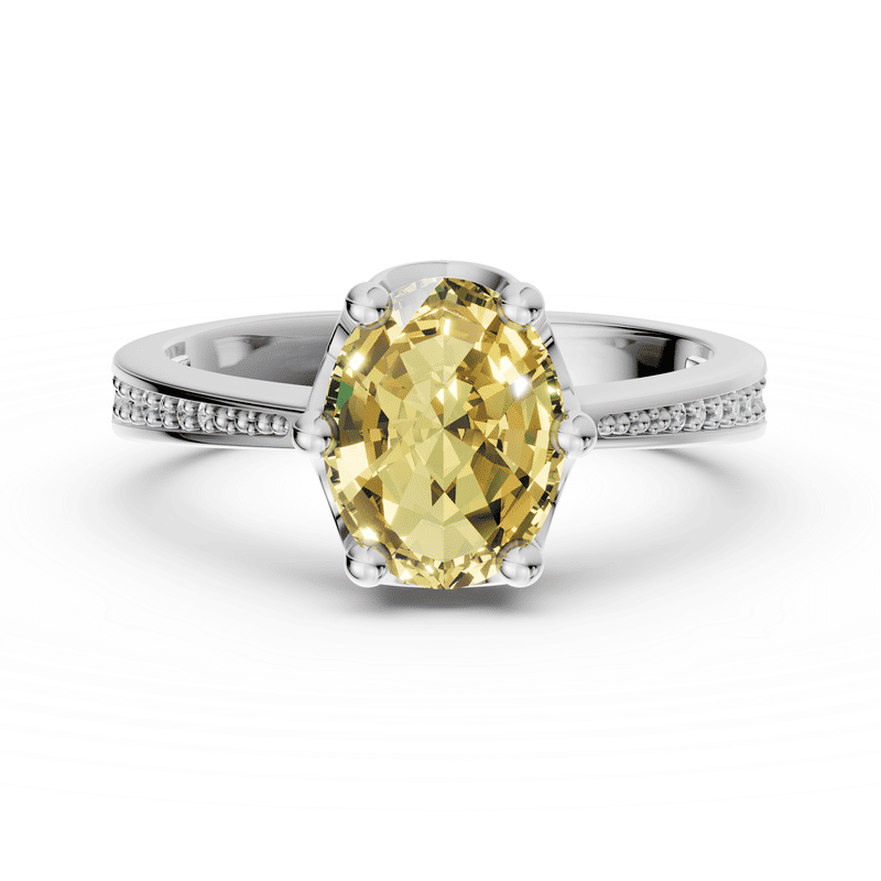 Zlatý zásnubní prsten DF 3362, bílé zlato, citrín s diamanty 46