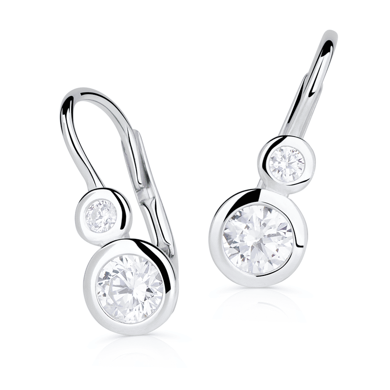 Zlaté dámské náušnice DF 3827, briliantové, bílé zlato