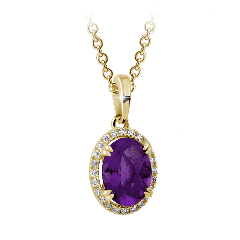 Zlatý dámský přívěsek DF 3366, žluté zlato, ametyst s diamanty