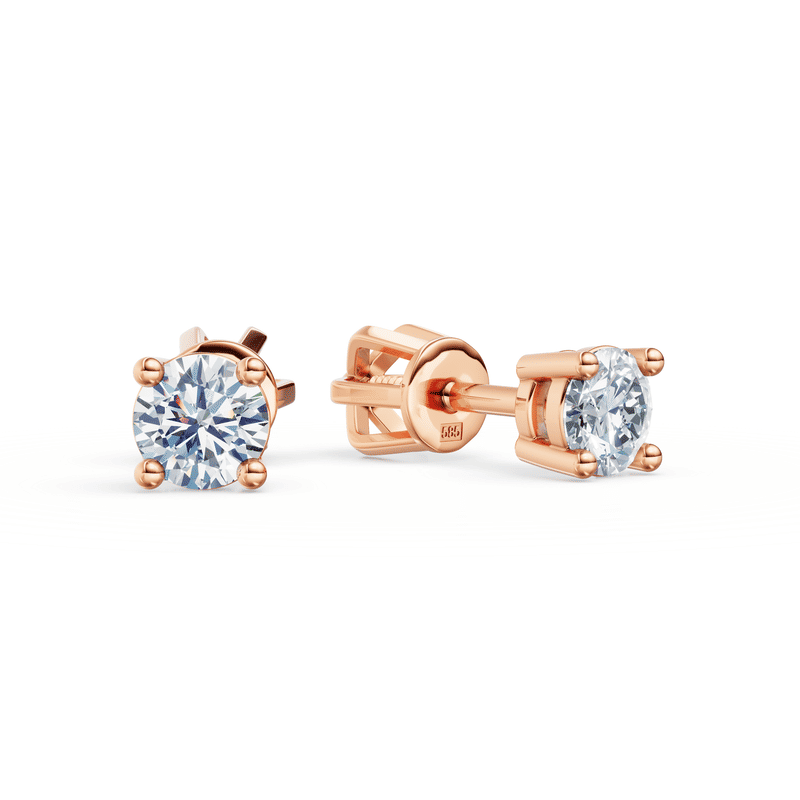 Zlaté dámské náušnice DF 3684, diamantové, růžové zlato