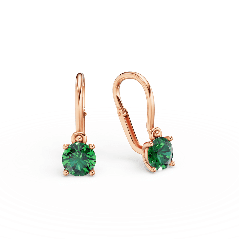 Dětské náušnice Danfil C4910 z růžového zlata s kamínkem Emerald Green, zapínání brizura