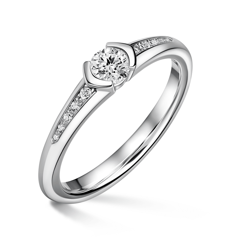 Harmonia | Zásnubní prsten se středovým kamenem 0.25ct, bílé zlato, s diamanty 57