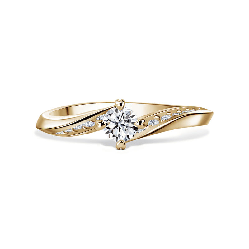 Freya Side Stones | Zásnubní prsten se středovým kamenem 0.25ct, žluté zlato, s diamanty 53