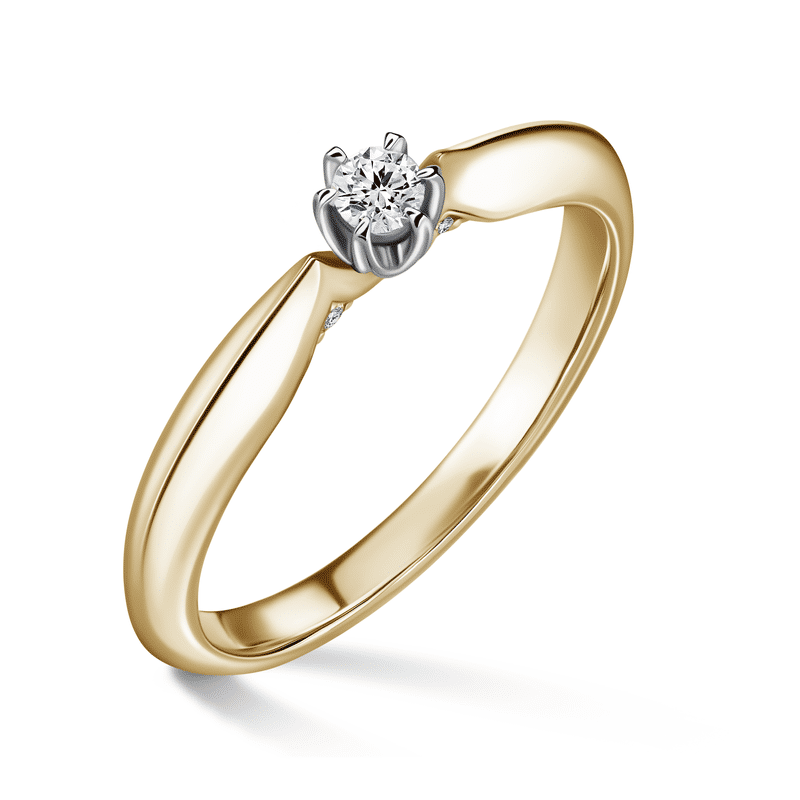 Mira | Zlásnubní prsten se středovým kamenem 0.085ct, bílé a žluté zlato, s diamanty 58
