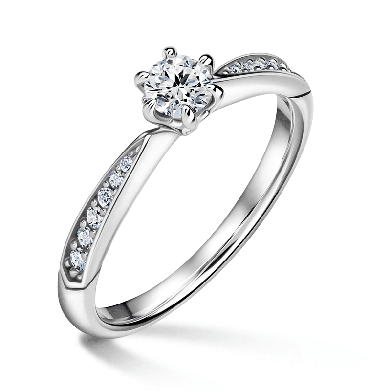 Minerva Side Stones | Zásnubní prsten se středovým kamenem 0.25 ct, bílé zlato, s diamanty 48