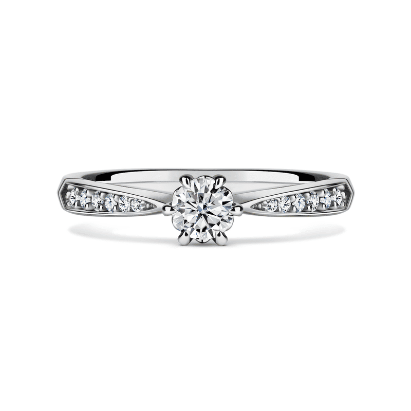 Minerva Side Stones | Zásnubní prsten se středovým kamenem 0.25 ct, bílé zlato, s diamanty 47