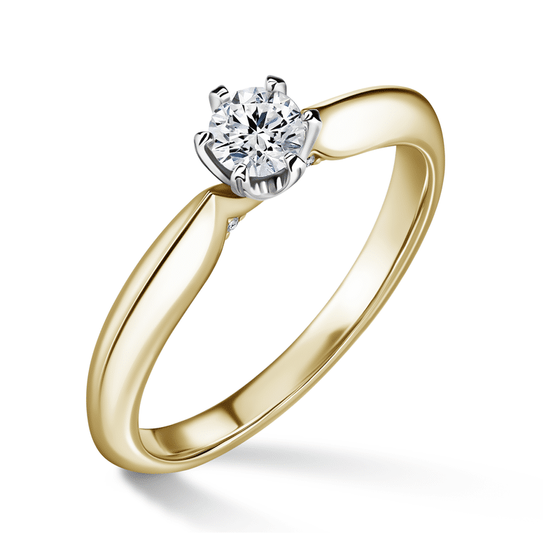 Mira | Zásnubní prsten se středovým kamenem 0.25ct, žluté zlato, s diamanty 48