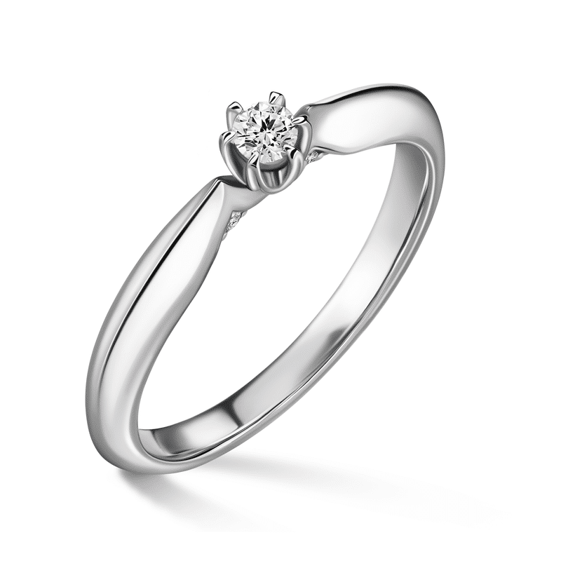 Mira | Zásnubní prsten se středovým kamenem 0.085ct, bílé zlato, s diamanty 55