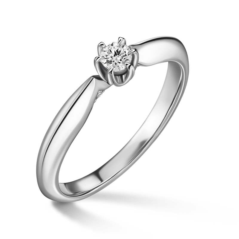 Mira | Zásnubní prsten se středovým kamenem 0.145ct, bílé zlato, s diamanty 65