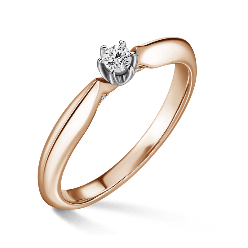 Mira | Zásnubní prsten se středovým kamenem 0.085ct, bílé a růžové zlato, s diamanty 46