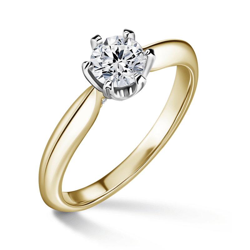 Mira | Zásnubní prsten se středovým kamenem 0.5ct, bílé a žluté zlato, s diamanty 54