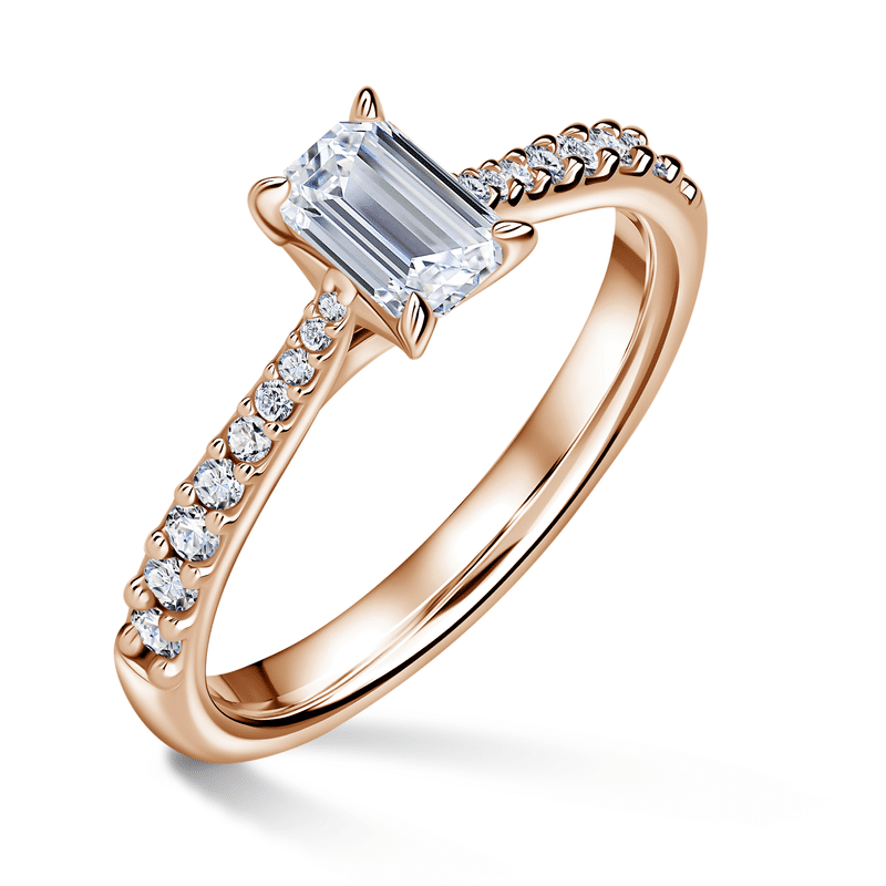 Arlene Side Stones | Zásnubní prsten se středovým kamenem 0.7 ct, růžové zlato, s diamanty 62