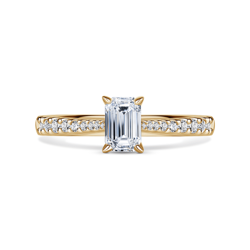 Arlene Side Stones | Zásnubní prsten se středovým kamenem 0.7 ct, žluté zlato, s diamanty