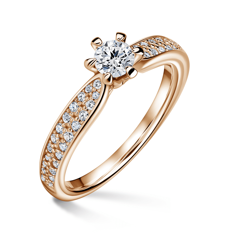 Florence Side Stones | Zásnubní prsten se středovým kamenem 0.25 ct, růžové zlato, s diamanty 60