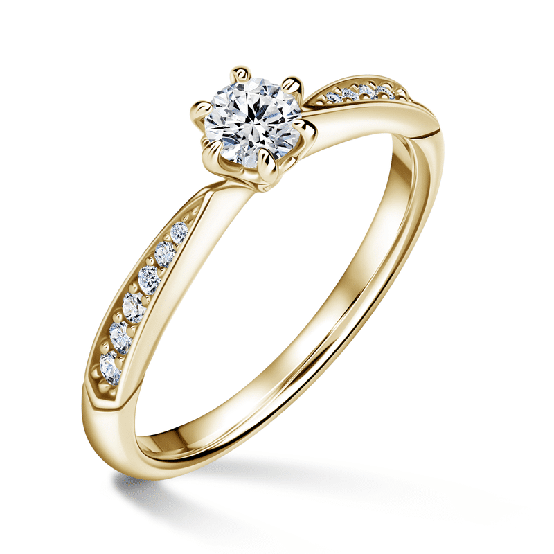 Minerva Side Stones | Zásnubní prsten se středovým kamenem 0.25 ct, žluté zlato, s diamanty 51