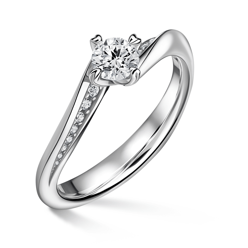 Freya Side Stones | Zásnubní prsten se středovým kamenem 0.400ct, bílé zlato, s diamanty 62